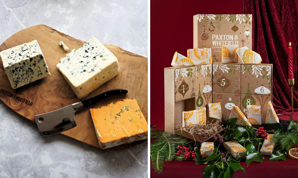 pieces of cheese and brown box advent calendar