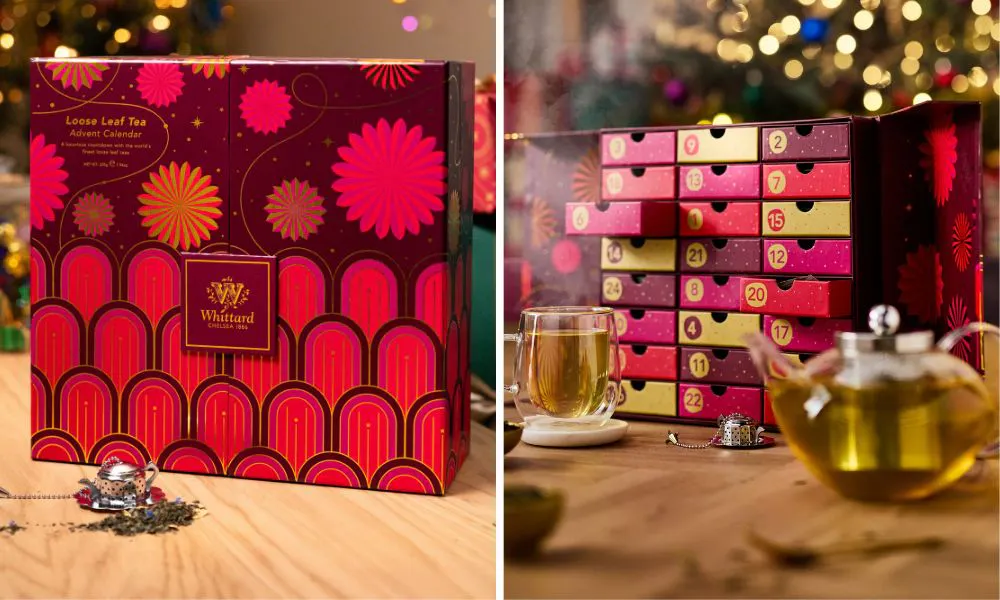 pink advent calendar with lots of draws