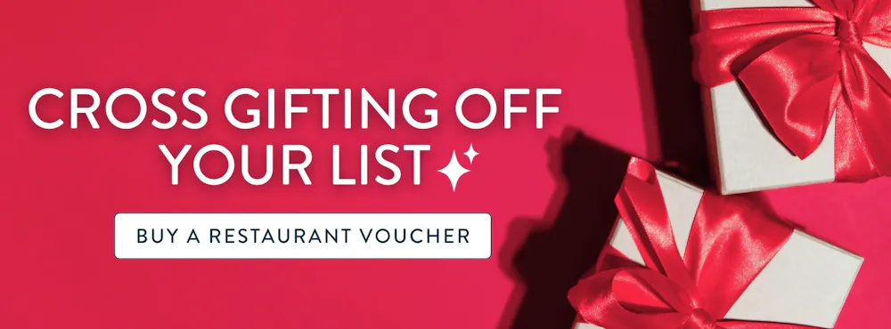 pink banner: buy restaurant vouchers for christmas