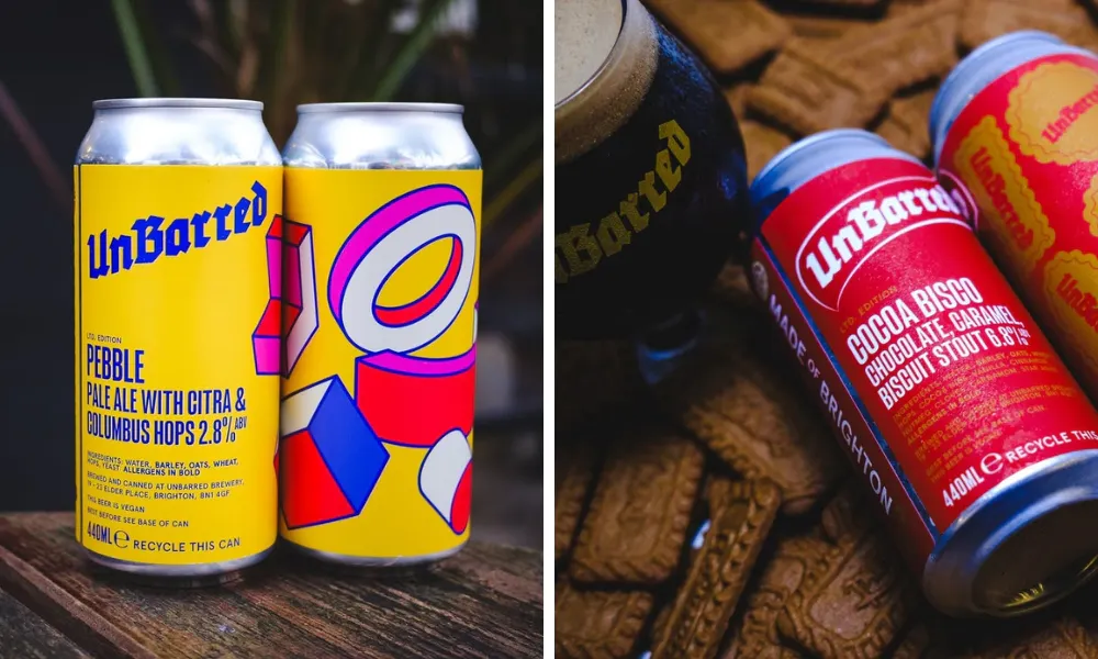 Two yellow beer cans and a biscoff beer