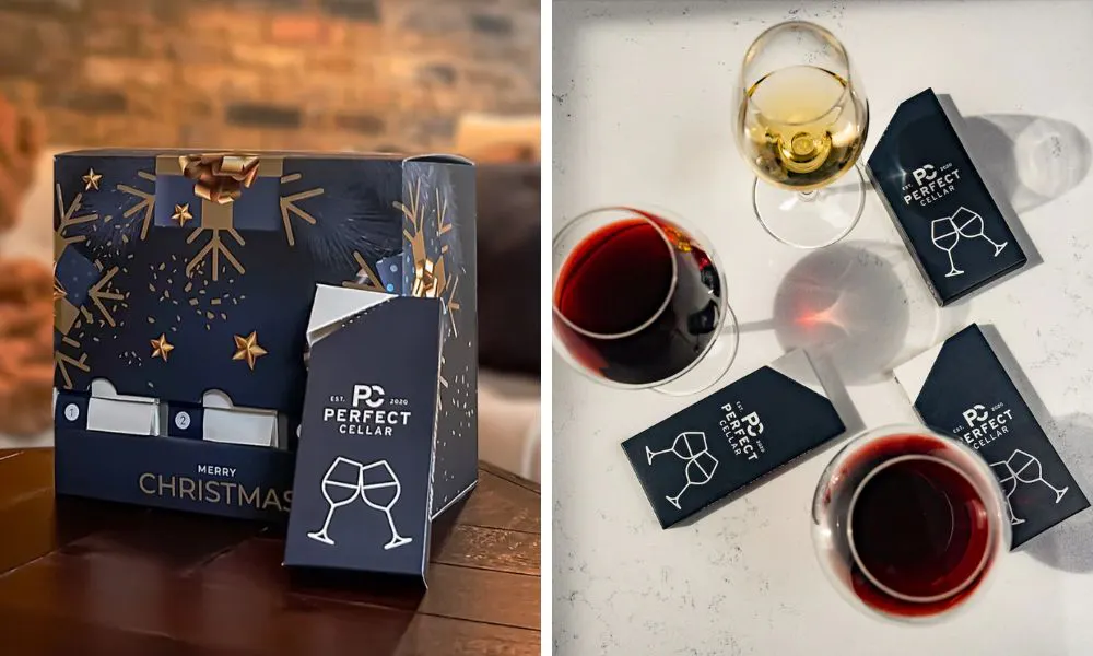 fine wine advent calendar and glasses of wine