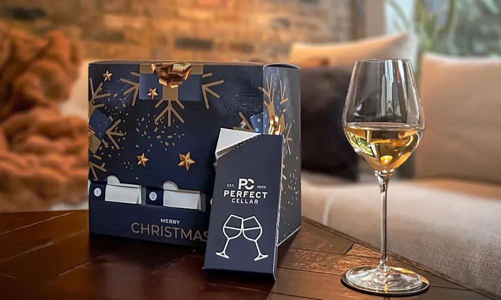 fine wine advent calendar and glasses of wine