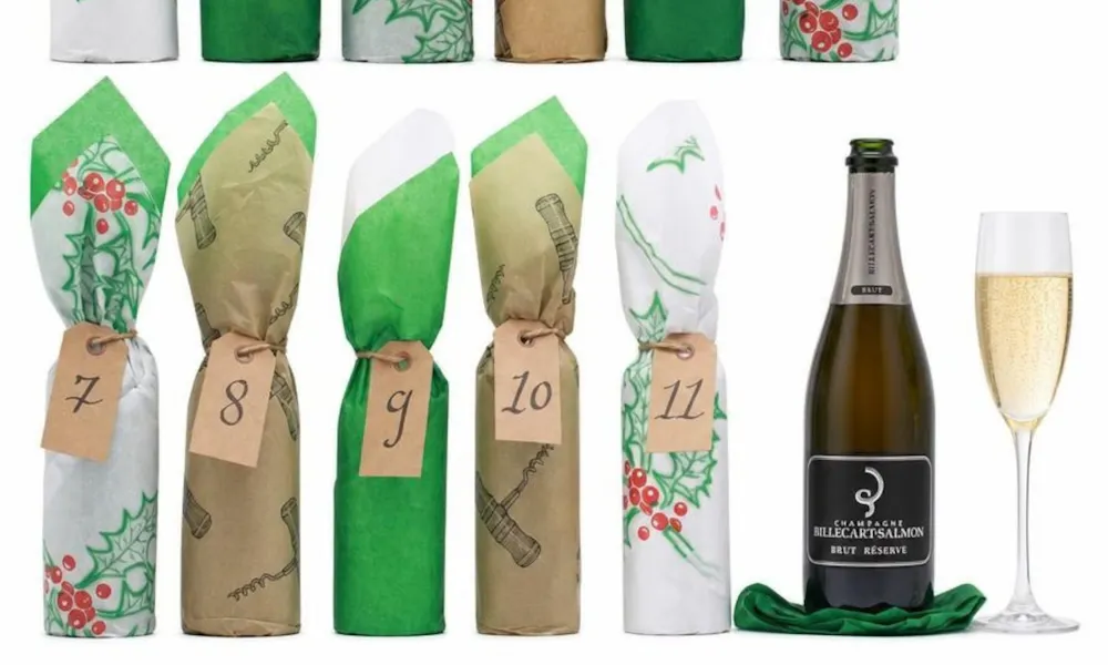 wine bottles in christmas cracker wrapping