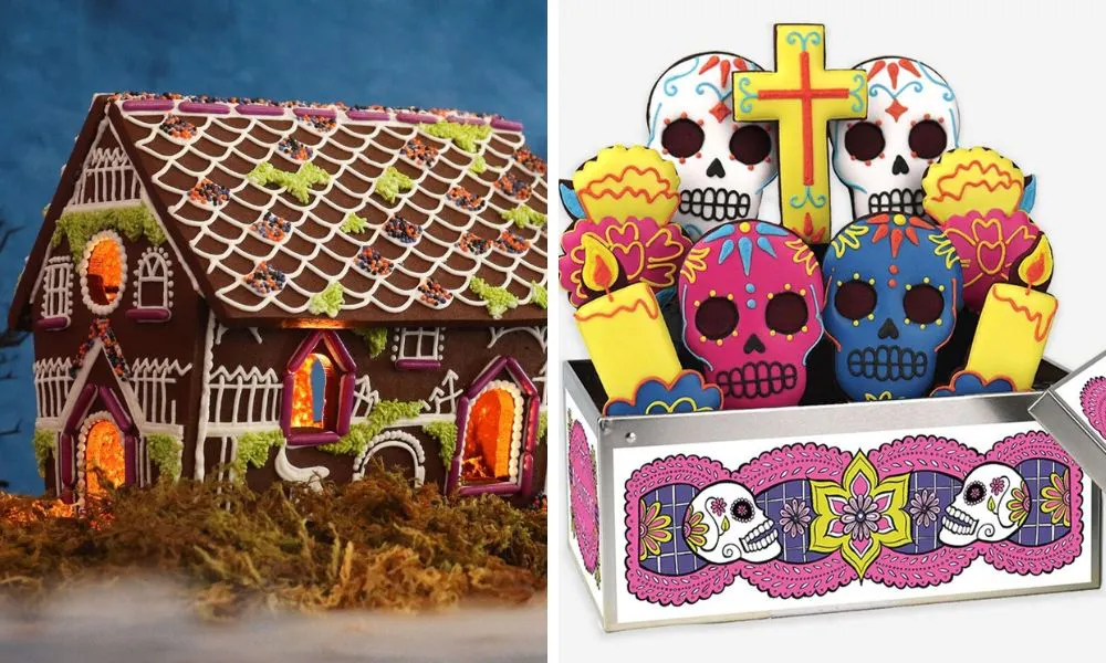 DIY biscuit haunted house and day of the dead biscuit tin