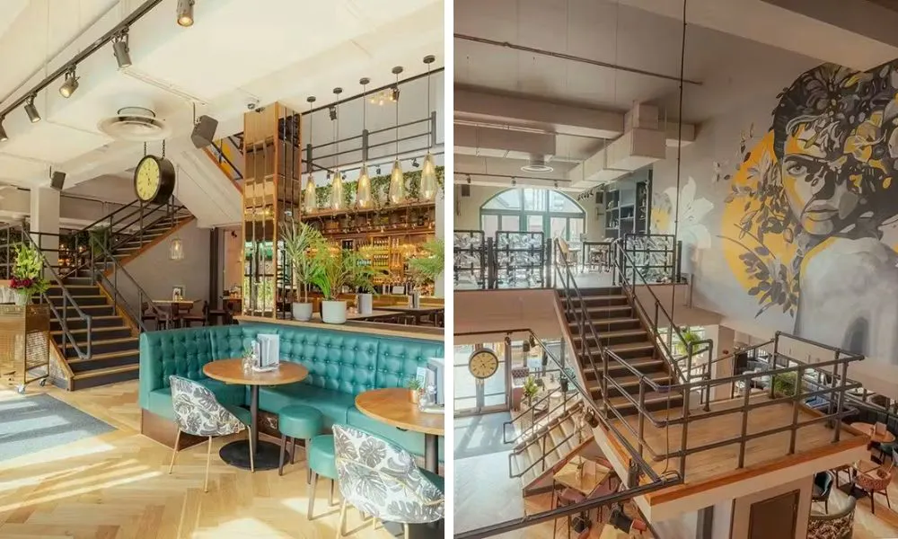 glamorous restaurant interiors wiht a canalside setting