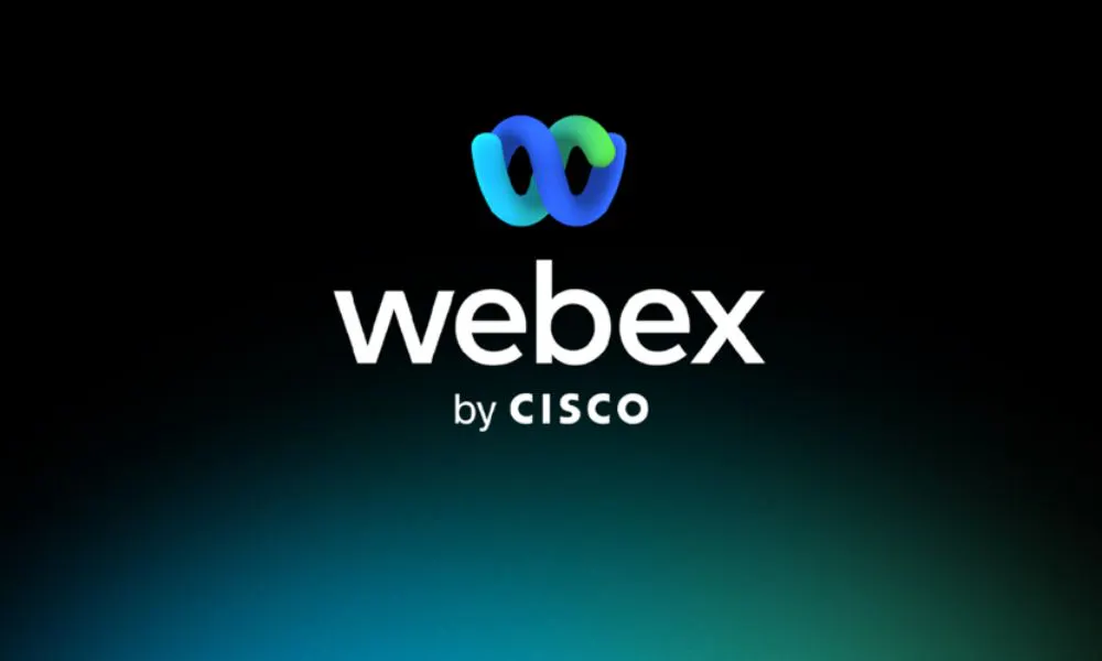 blue black background with 'webex' in white