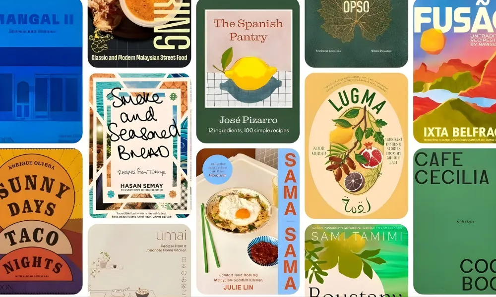 collage of colourful cookbook covers