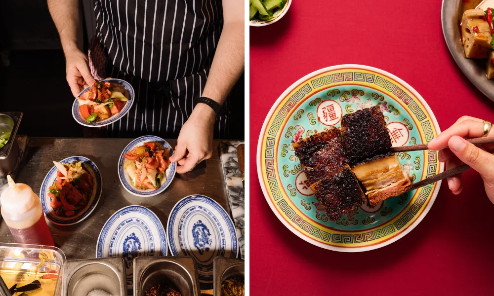 taiwanese pork belly bites at hon's bbq