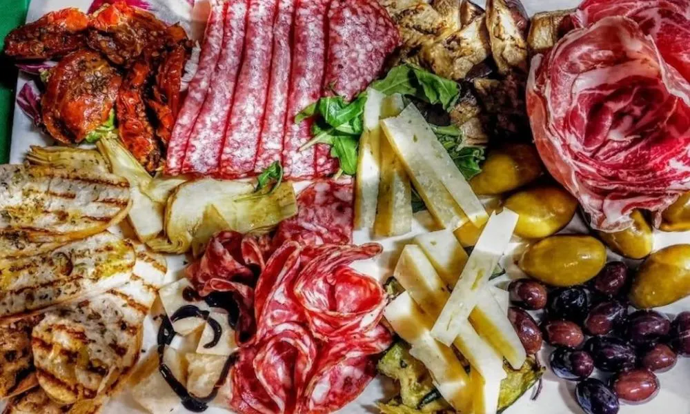 antipasti selection of cured meats and cheese