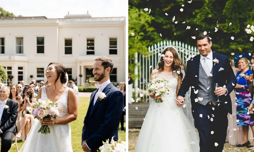 couples getting married outdoors