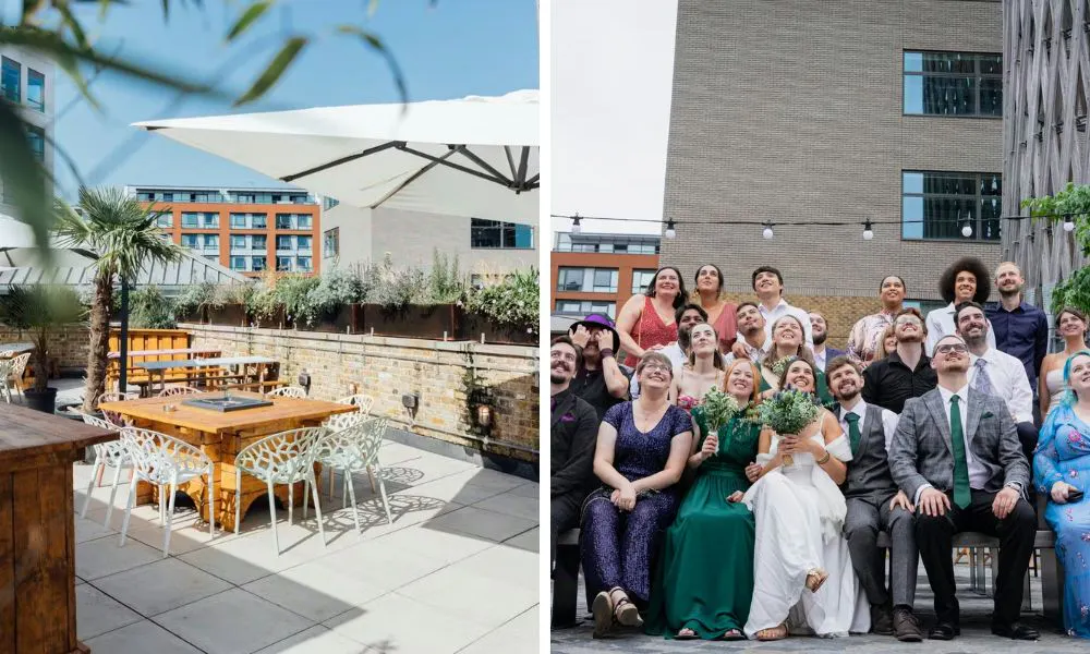 a sun-soaked rooftop space, and wedding photos on the roof