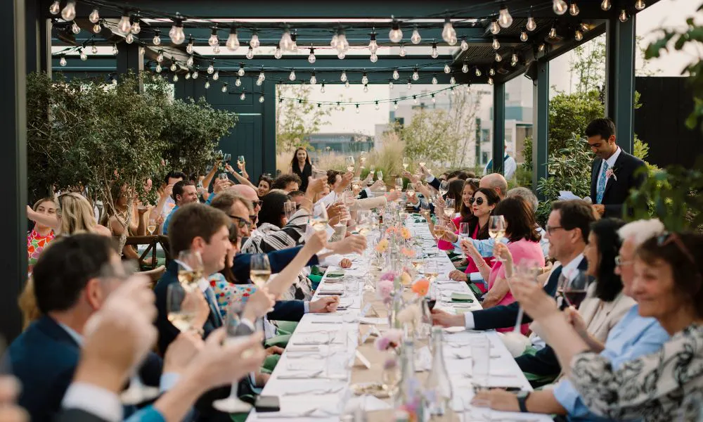 celebration dinner on rooftop