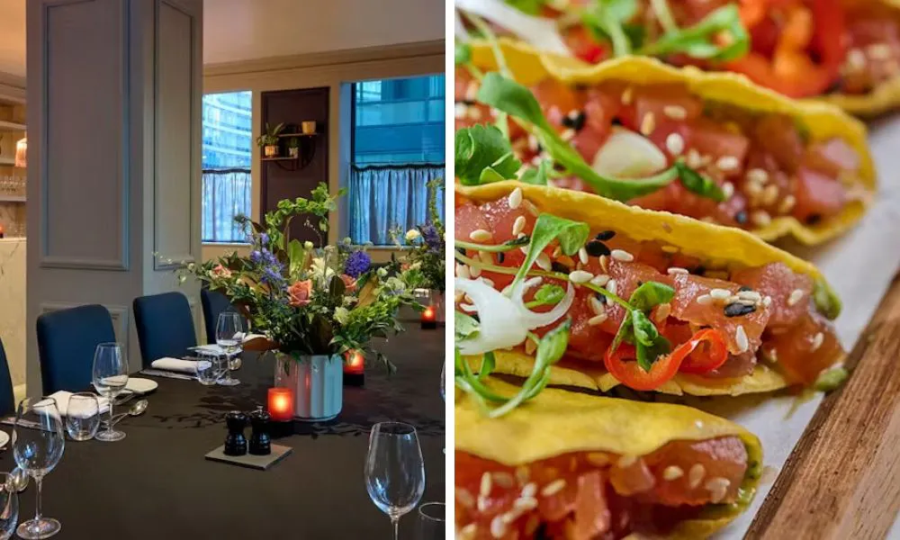 corporate private dining room and sashimi tacos