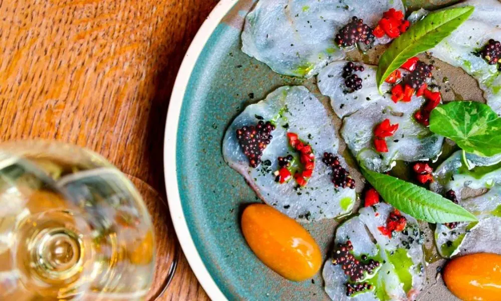 Colourful raw fish dish