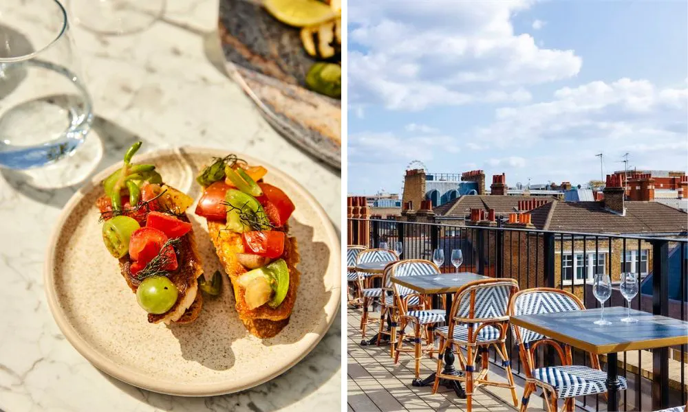 tomatoes on toast and rooftop views