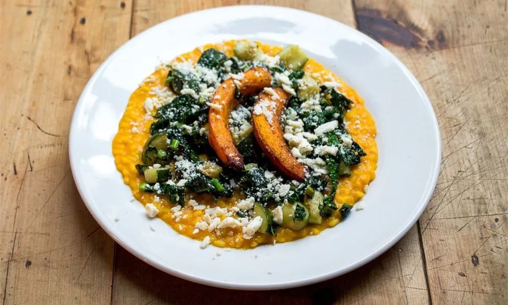 Pumpkin risotto with kale