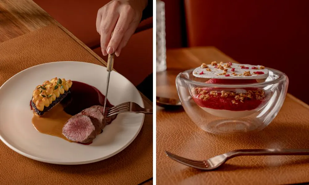 beef with jus and a trifle