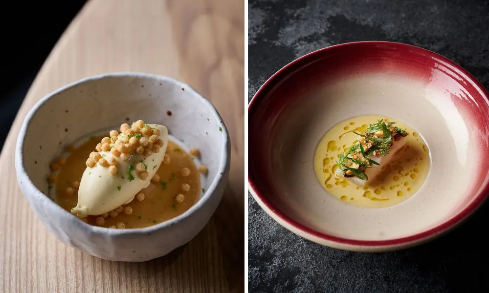 Two fine dining dishes at Joro