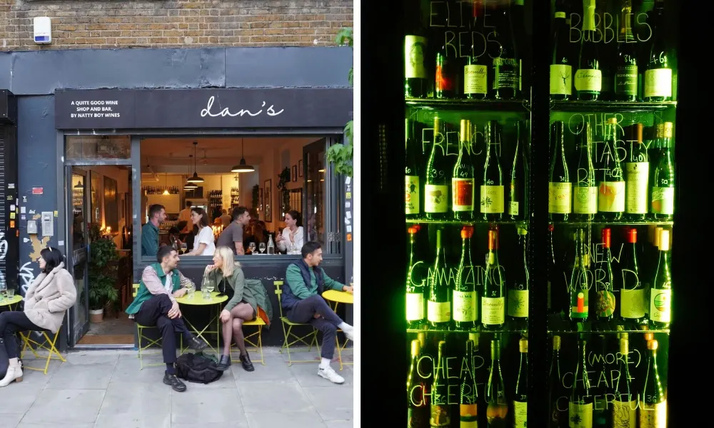 Wine bar with outdoor tables and wine fridges