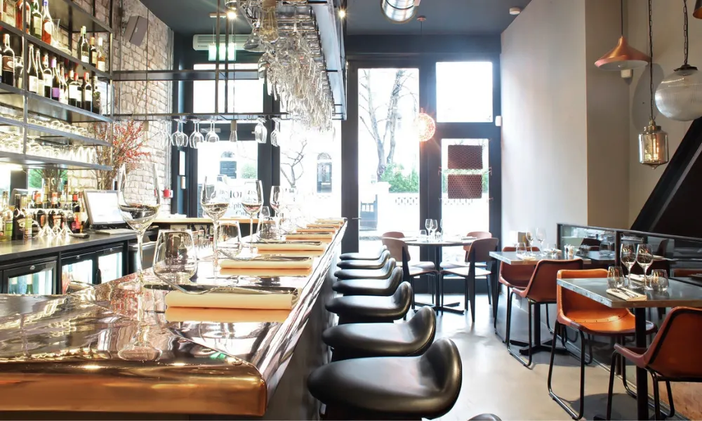 Counter at Margaux wine bar 