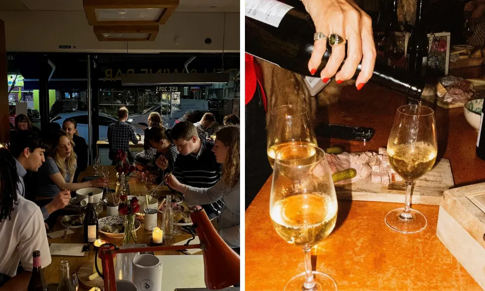 Small wine bar with snacks and cheeses