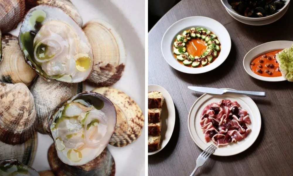 cockles courgette and sliced meats