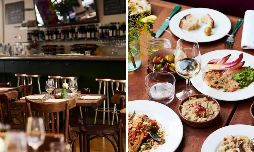spanish dishes on wooden tables at moro