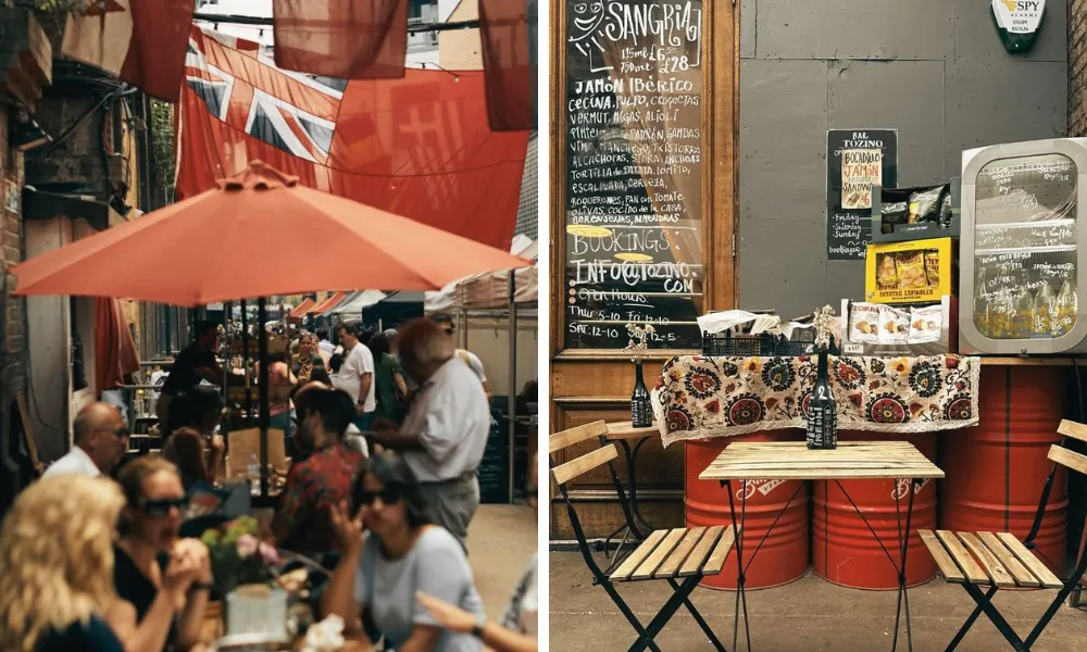 tables at maltby street market