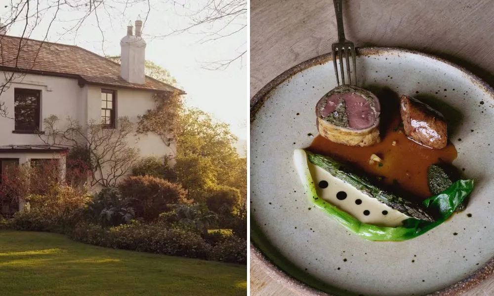 The main building and plate of food