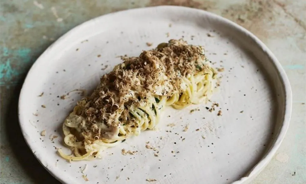 pasta noodles wrapped up in a coil