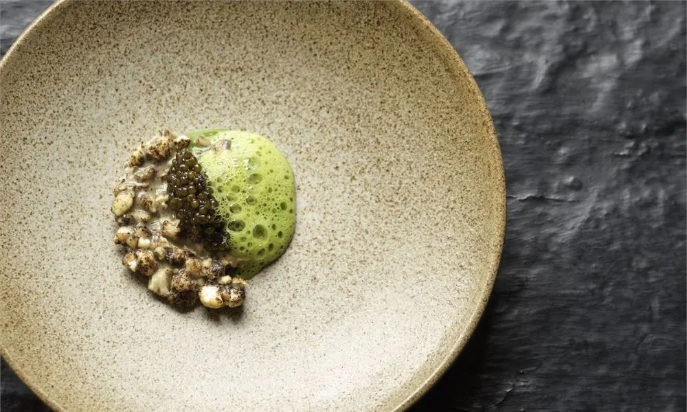 plate with green foam