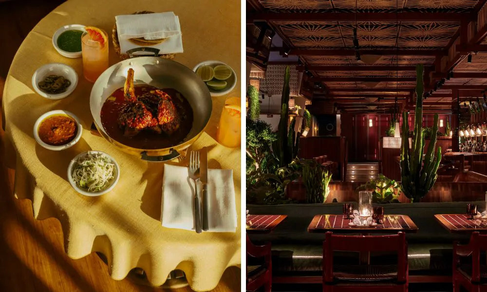 cinco de mayo brunch at Decimo at The Standard (left), and restaurant interiors (right)