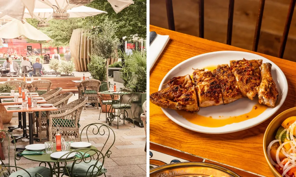 Terrace at casa victoria with piri piri chicken