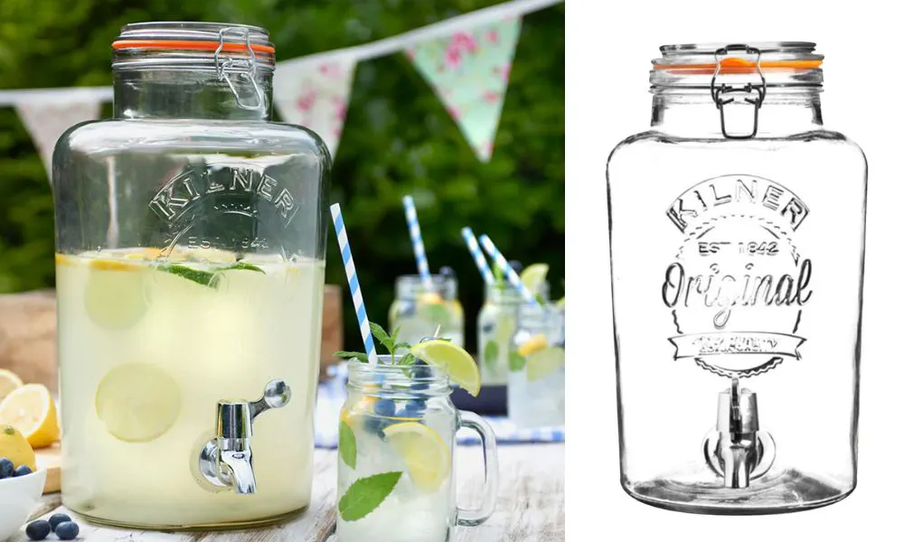 Kilner Clip Top Round Dispenser&nbsp;filled with lemonade