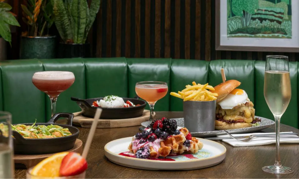 boozy brunch with prosecco cocktails and waffles
