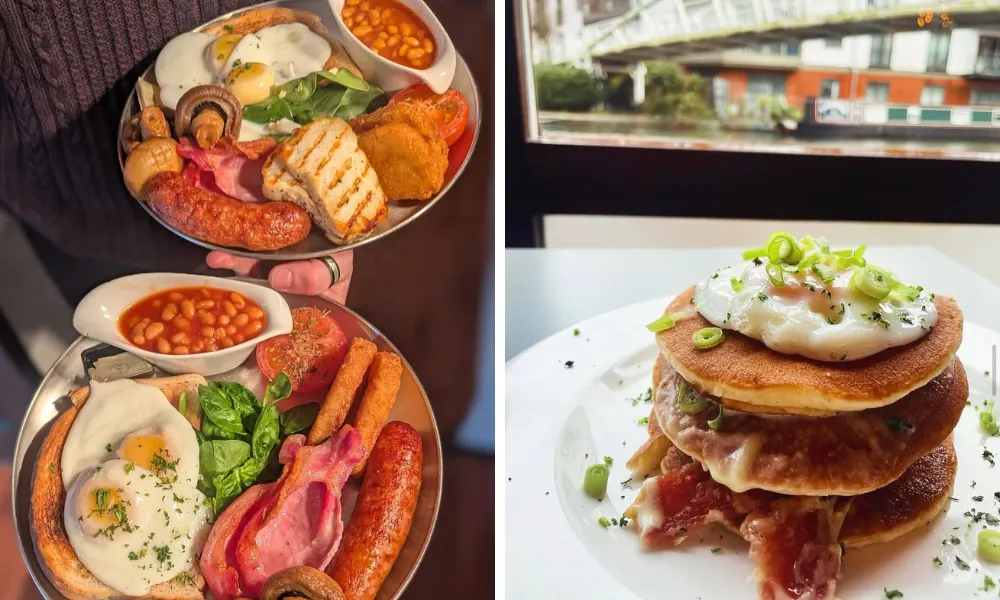 full english breakfasts and pancake stack