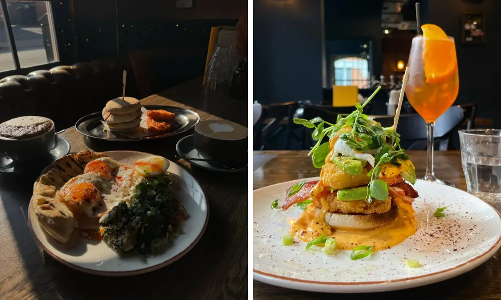 egg breakfast and full breakfast stack