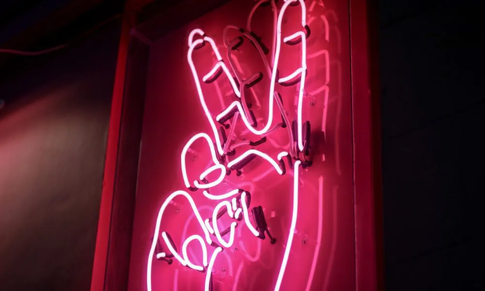Neon peace sign