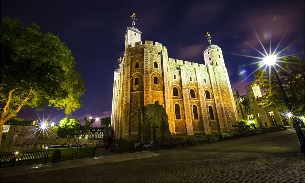 the Tower of London seen at night