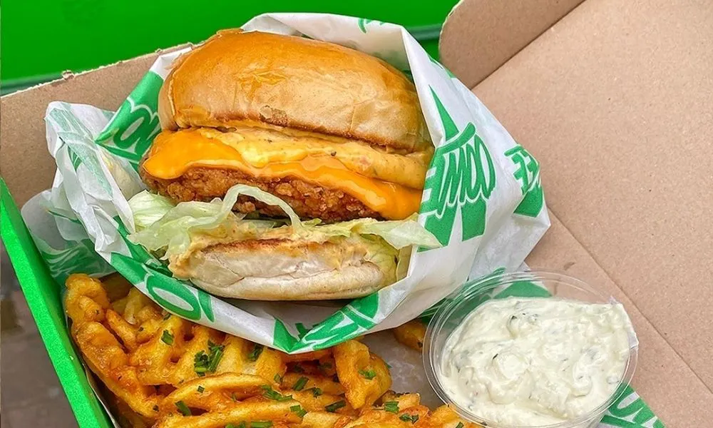 Vegan burger and fries