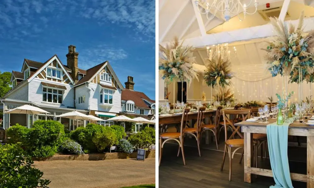 mansion house and wedding breakfast with flowers and table runners