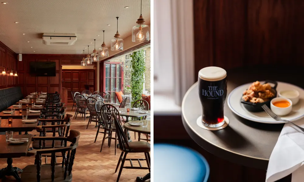 guinness and snacks at the hound