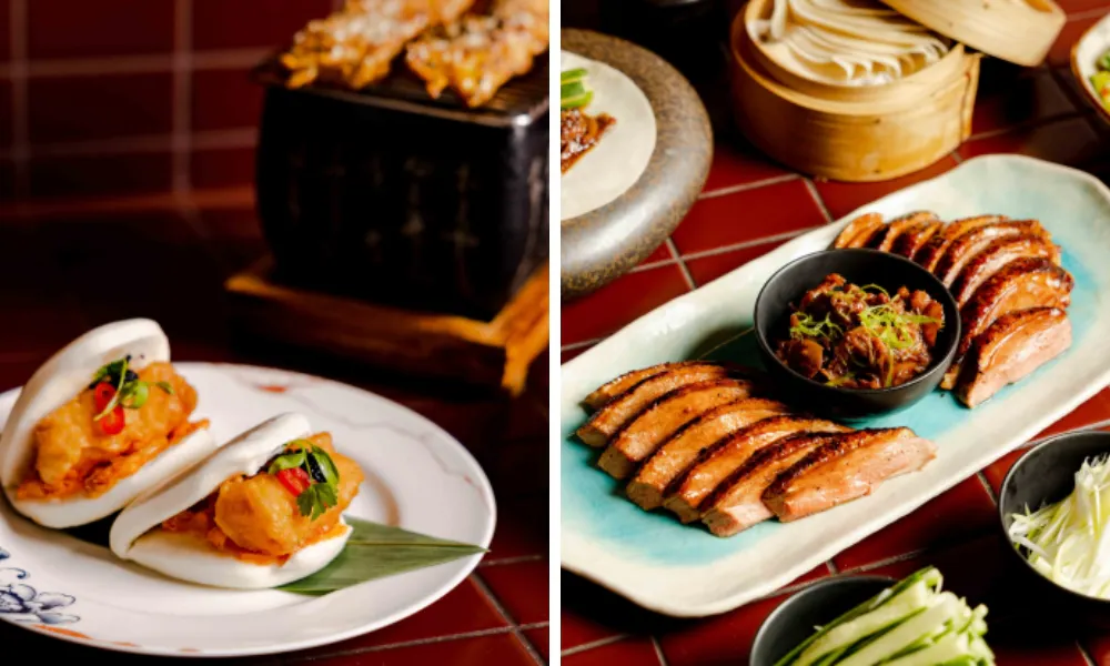 Asian small plates and slices of meat