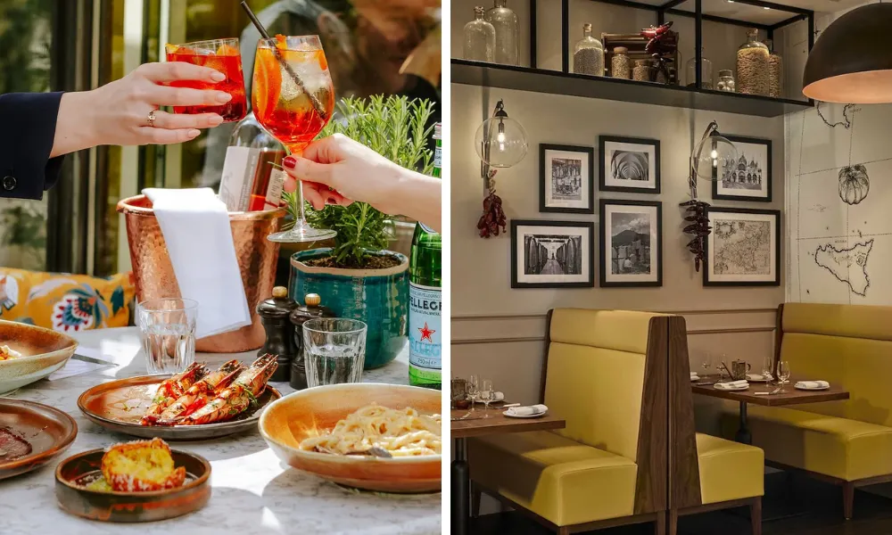 Outdoor table with cocktails and small plates