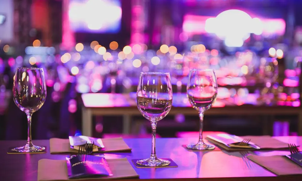 wine glasses on a table
