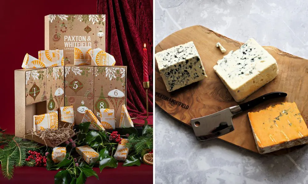 cheese advent calendar with brown boxes