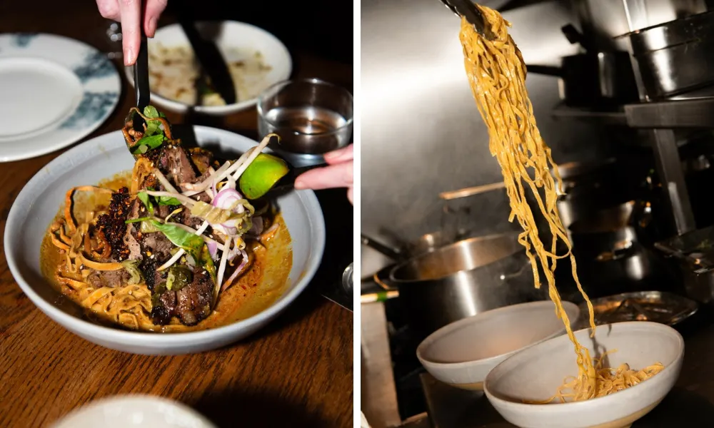 Beef khao soi with metre long noodles