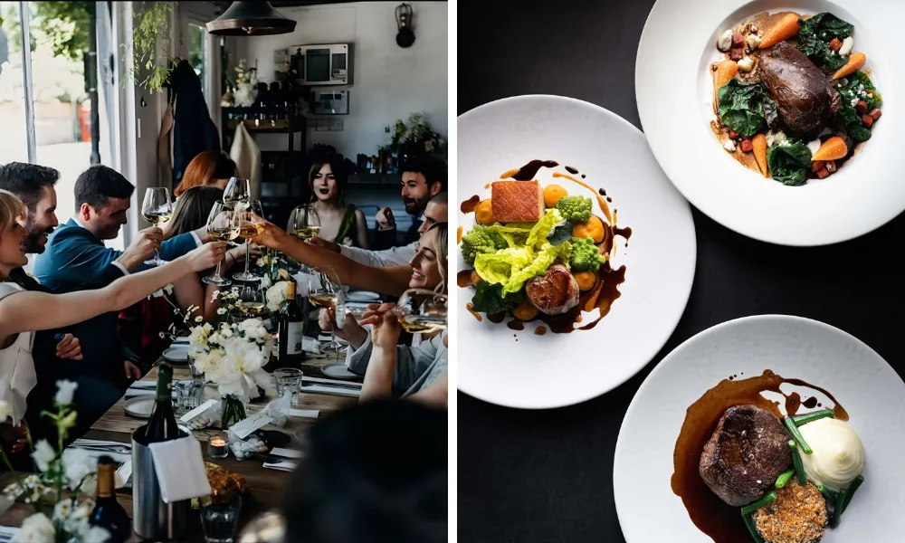 people cheers glasses at private dining table