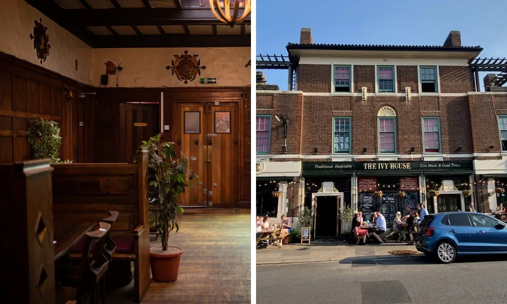 Pub frontage reads 'the ivy house'