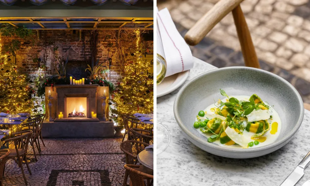 fire on the terrace at luca restaurant